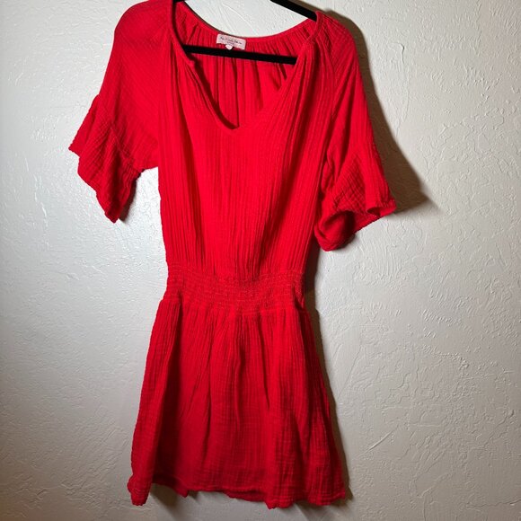 Michael Stars Red Gauze Smocked Waist Flutter Sleeve Dress – Women’s XS - Picture 2 of 7